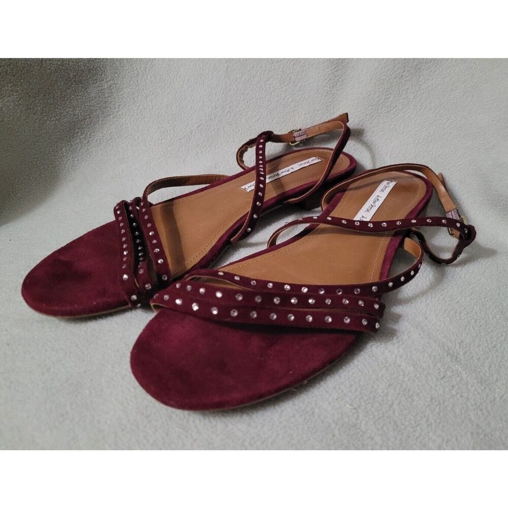 & Other Stories Sz 39 Studded Ankle Strap Sandals Purple Plum Velvet Suede - Picture 9 of 9